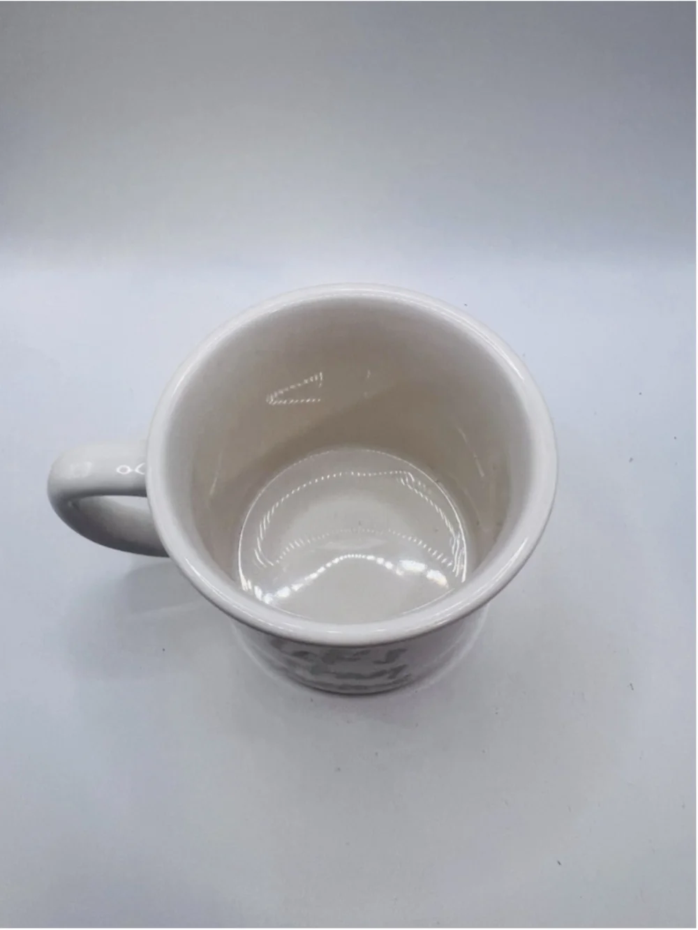 Pottery Barn Let's Stay Home Coffee Mug White Gold Accent Ceramic Tea Cup